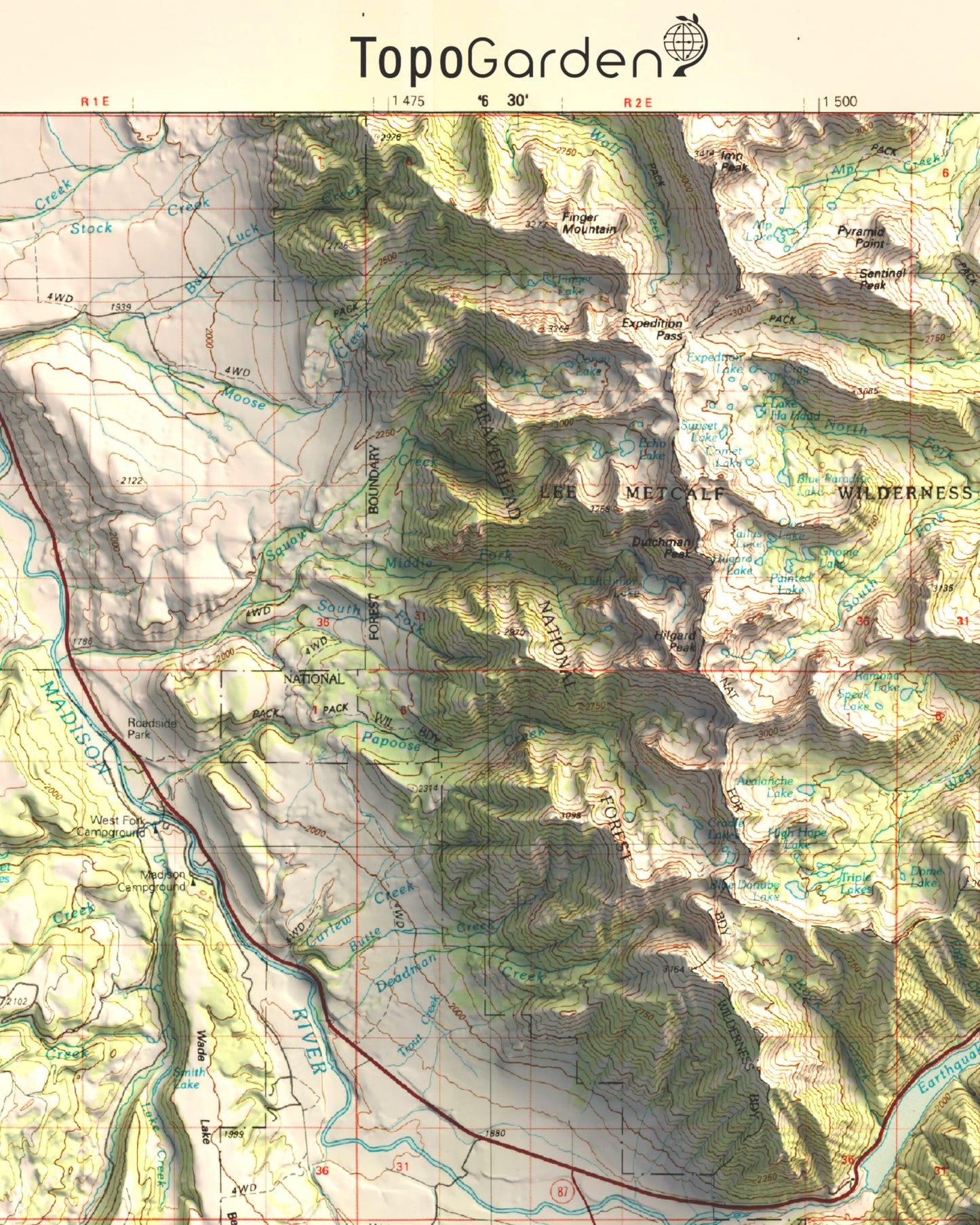 1993 Hebgen Lake / West Yellowstone, MT | 30'x60' Shaded Historic USGS Map