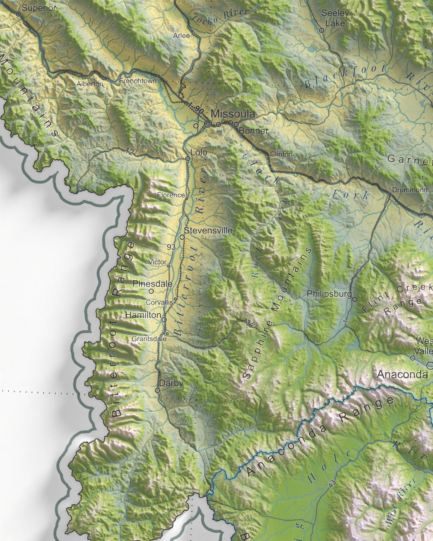 Montana Ranges and Rivers | Ultimate Topographic Map of Montana