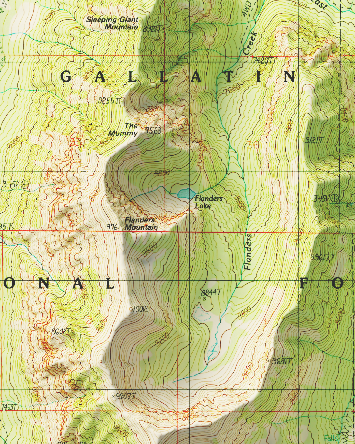 1988 Hyalite Canyon, MT | 7.5'x7.5' Shaded Historic USGS Map