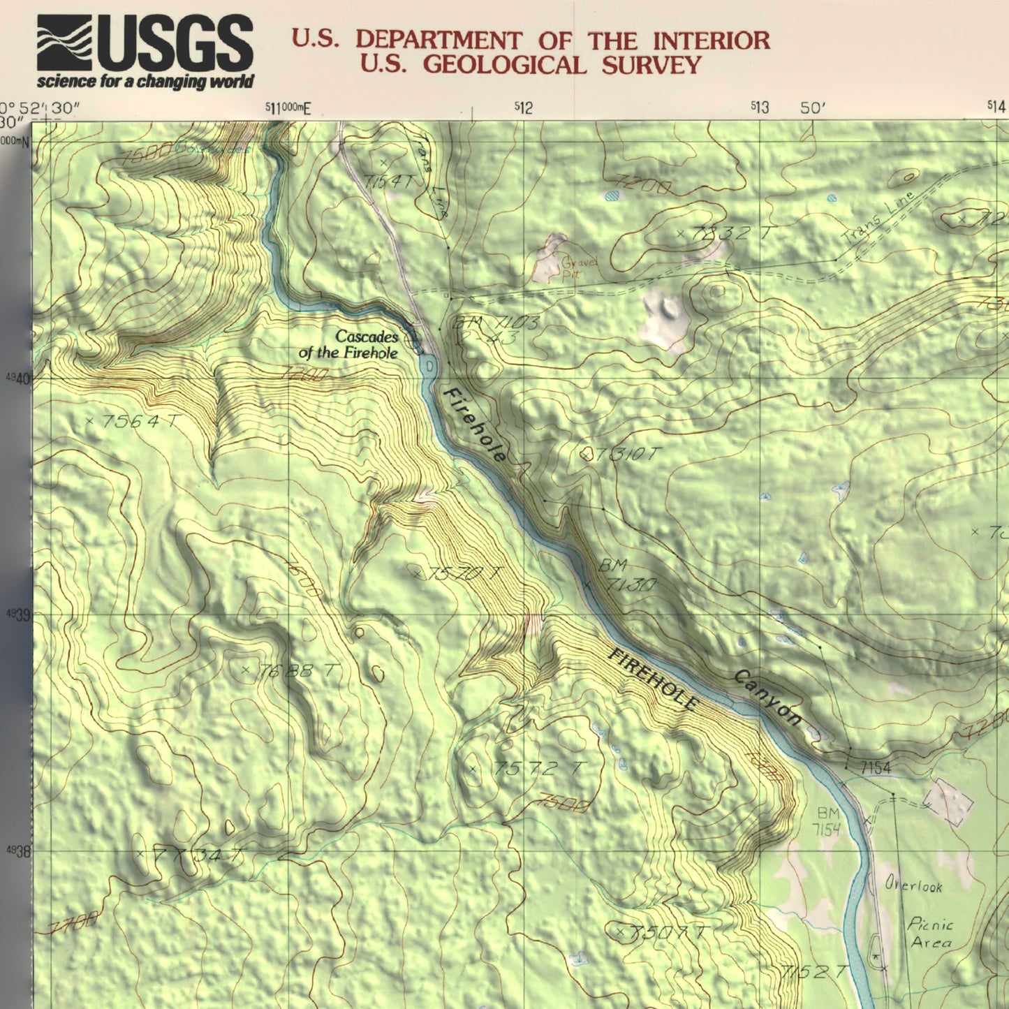 1986 Yellowstone National Park | Middle and Lower Geyser Basins | 7.5'x7.5' Shaded Historic USGS Map