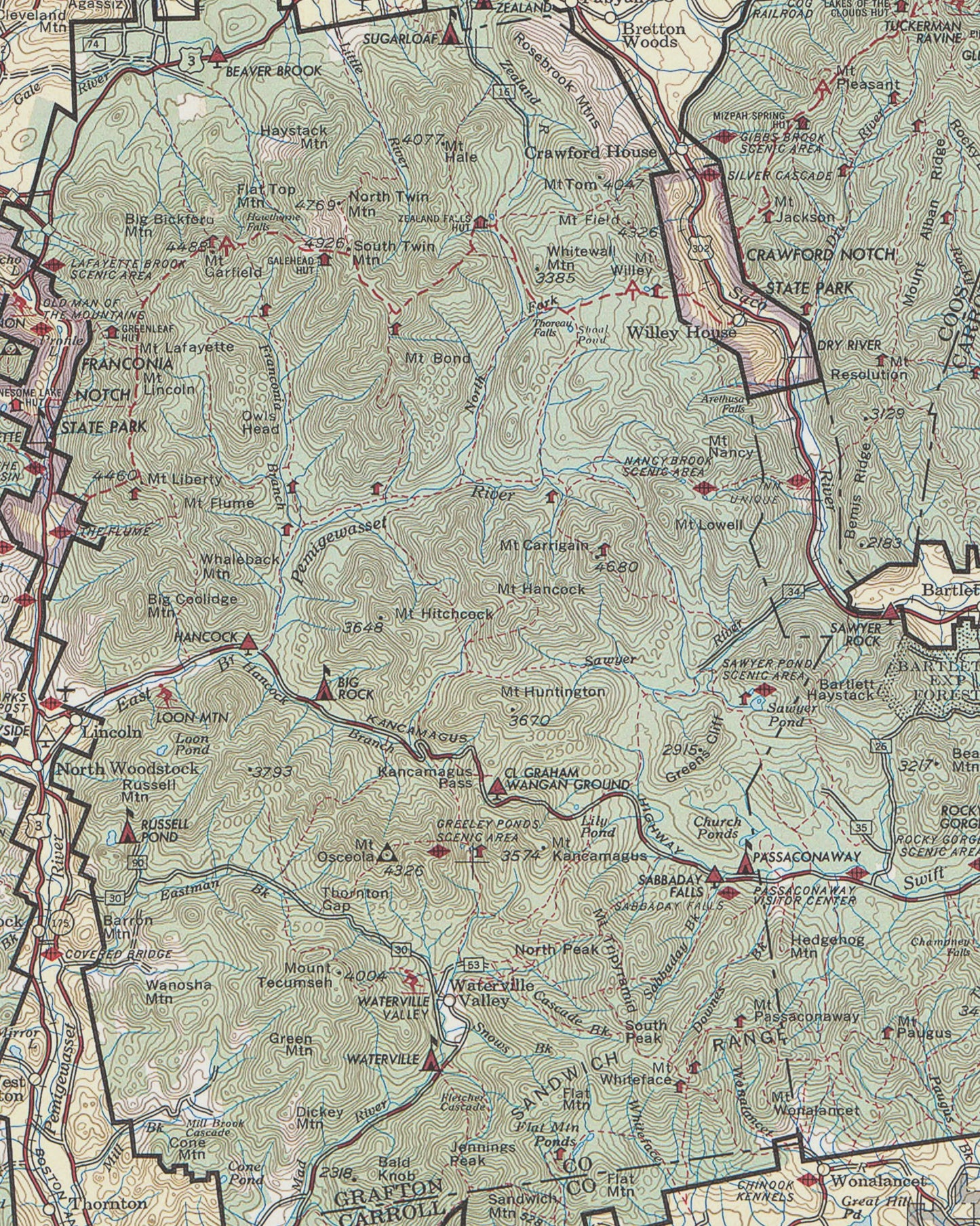 1967 White Mountain National Forest Recreation Map