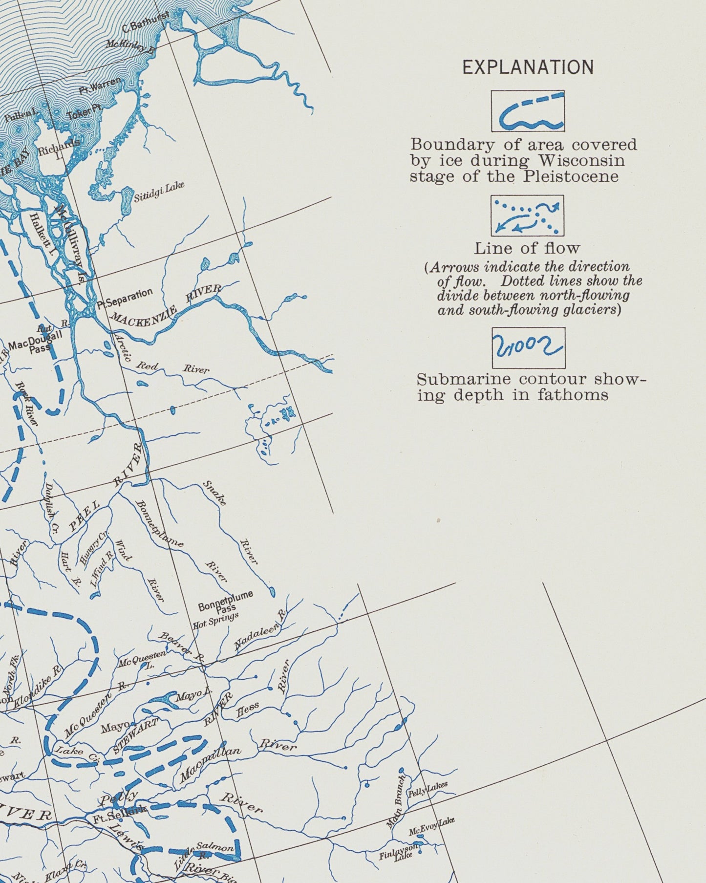 1931 Map of Alaska | Wisconsin Ice Age Glacial Extent and Flow