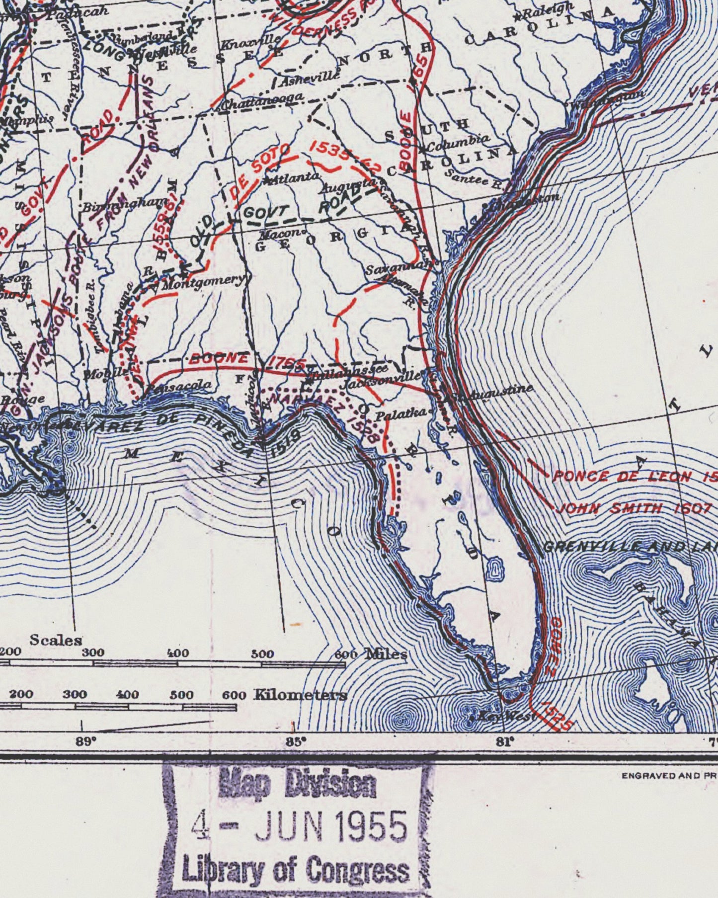 Map of The United States | Routes of Early Explorers