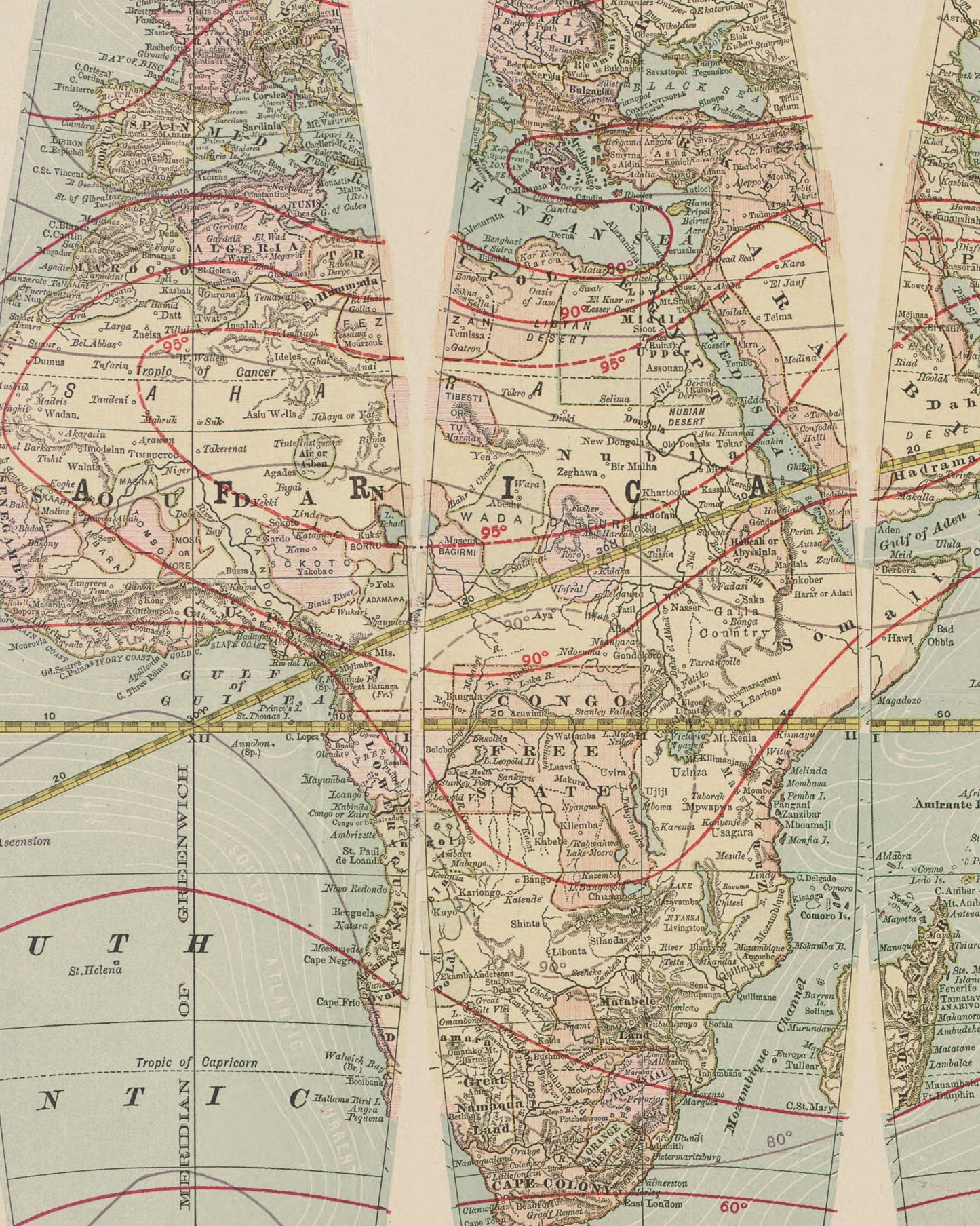 1887 Twelve Inch Globe Map | Flat World Globe