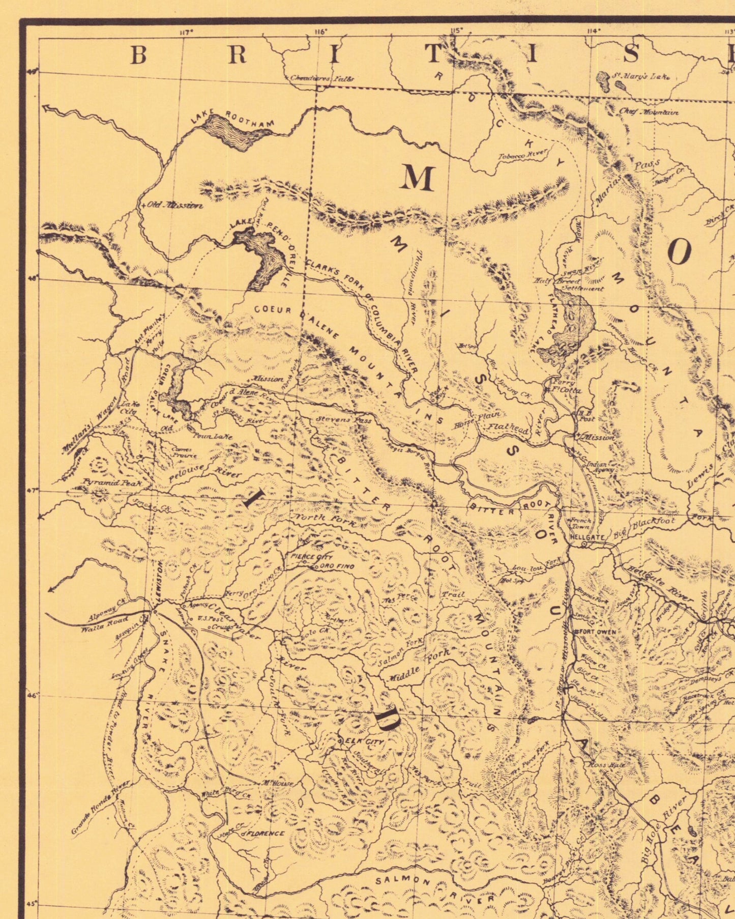 1864 Montana Territory Map