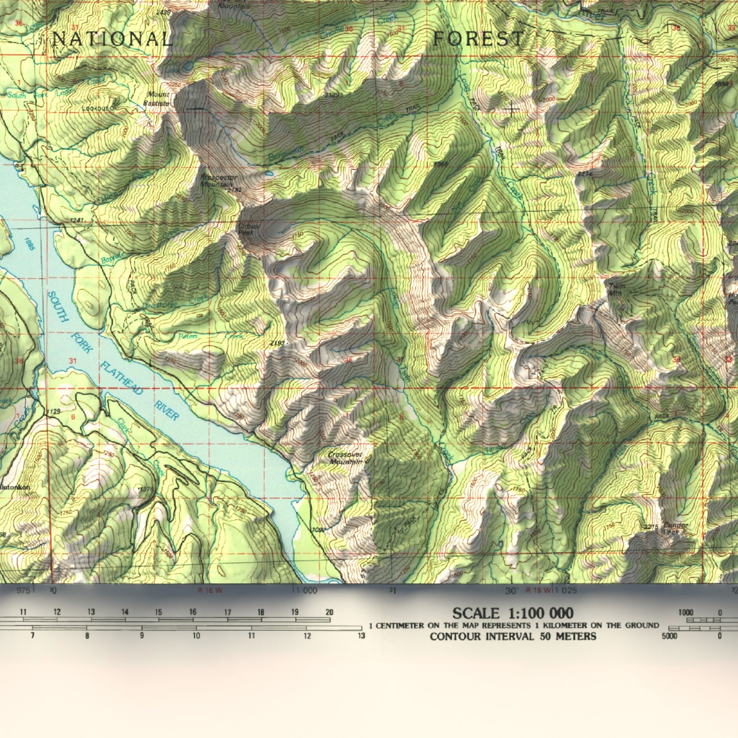 1981 Hungry Horse, MT | 30'x60' Shaded Historic USGS Map