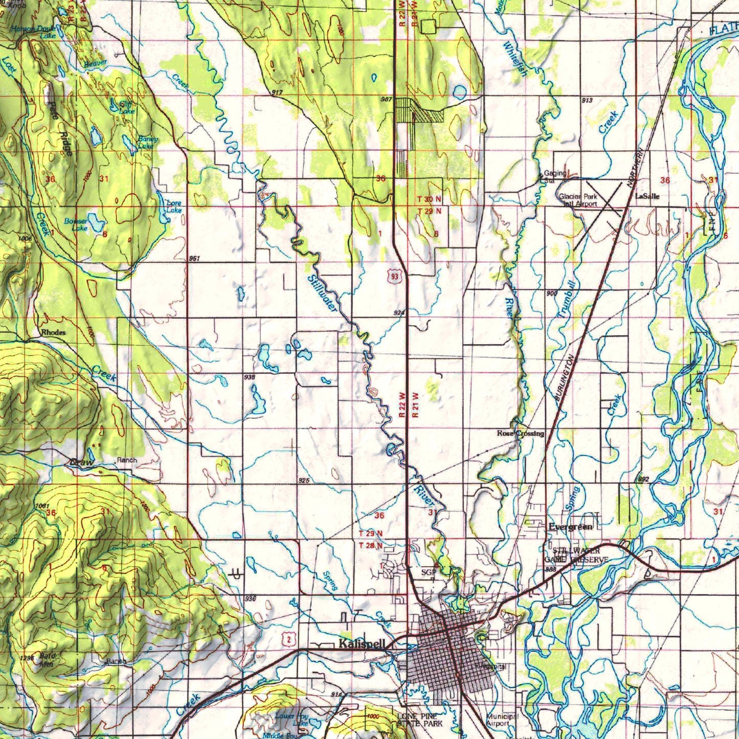1981 Kalispell, MT | 30'x60' Shaded Historic USGS Map