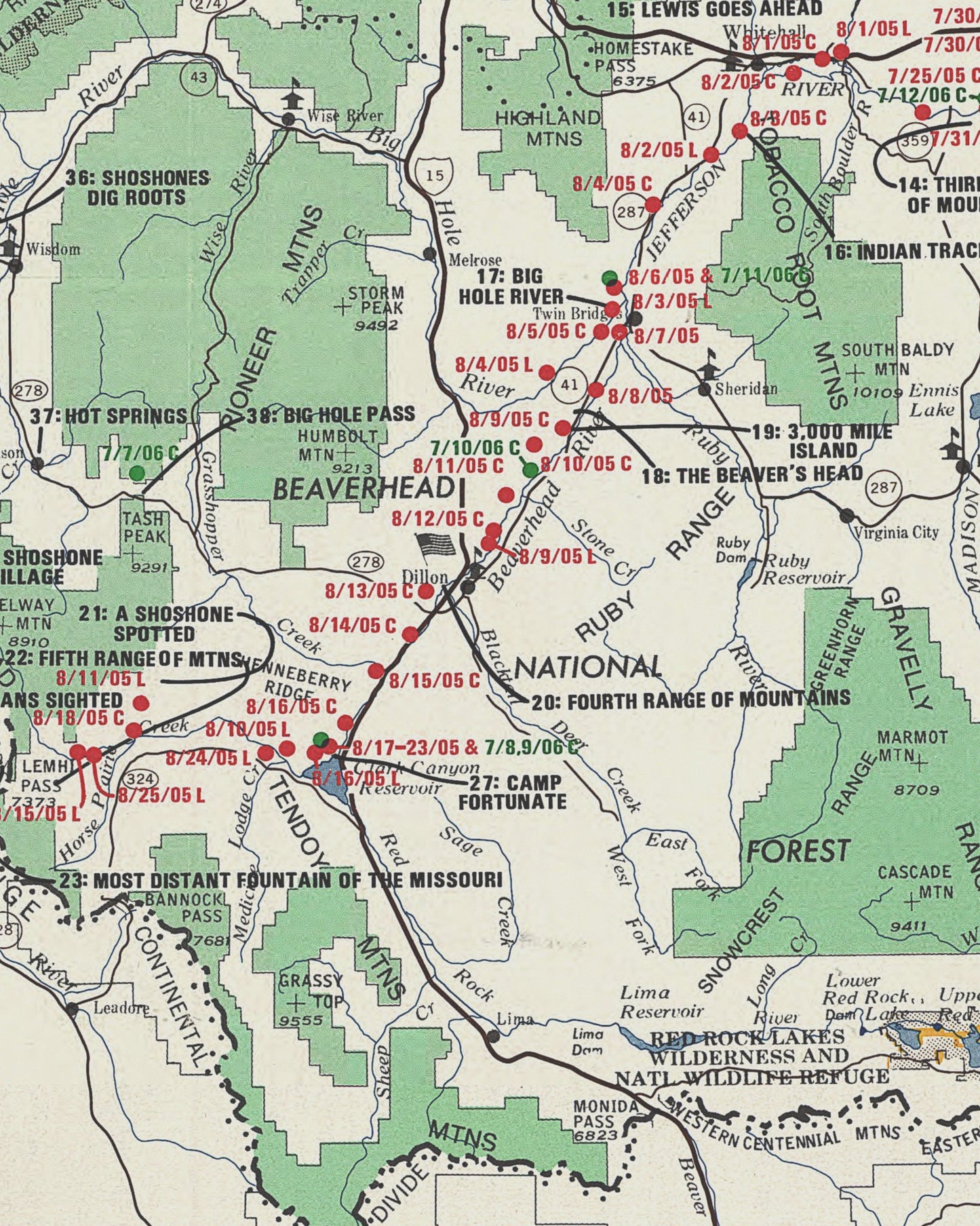 Lewis and Clarke in The Rocky Mountains | Historic Topographic Map