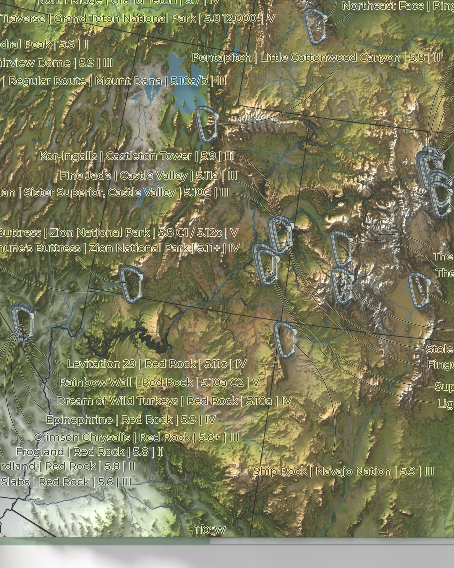 North America Climbing & Mountaineering Map | 125 Select Routes