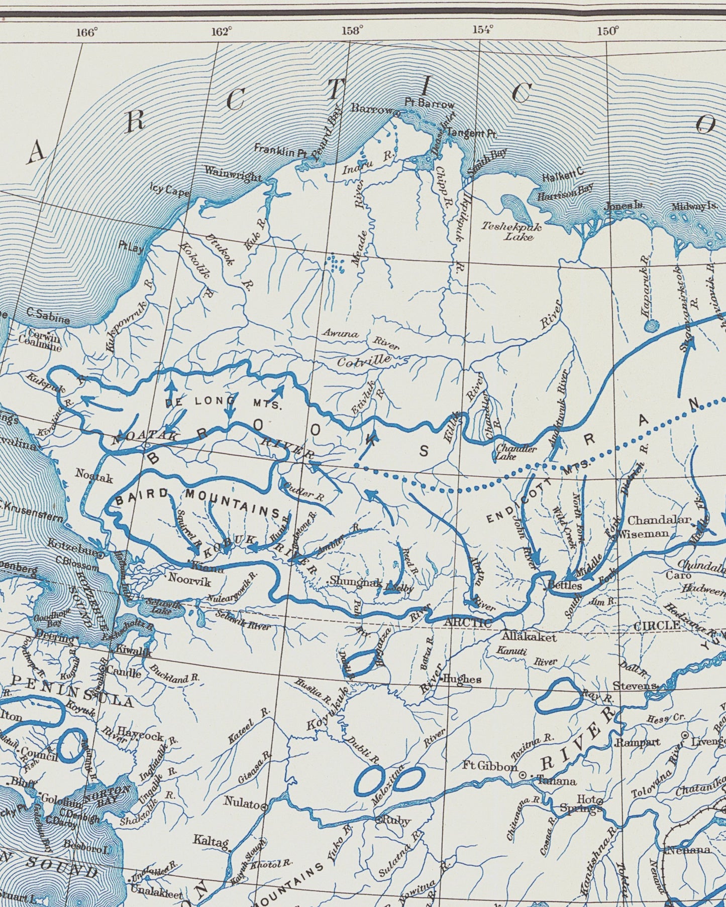 1931 Map of Alaska | Wisconsin Ice Age Glacial Extent and Flow