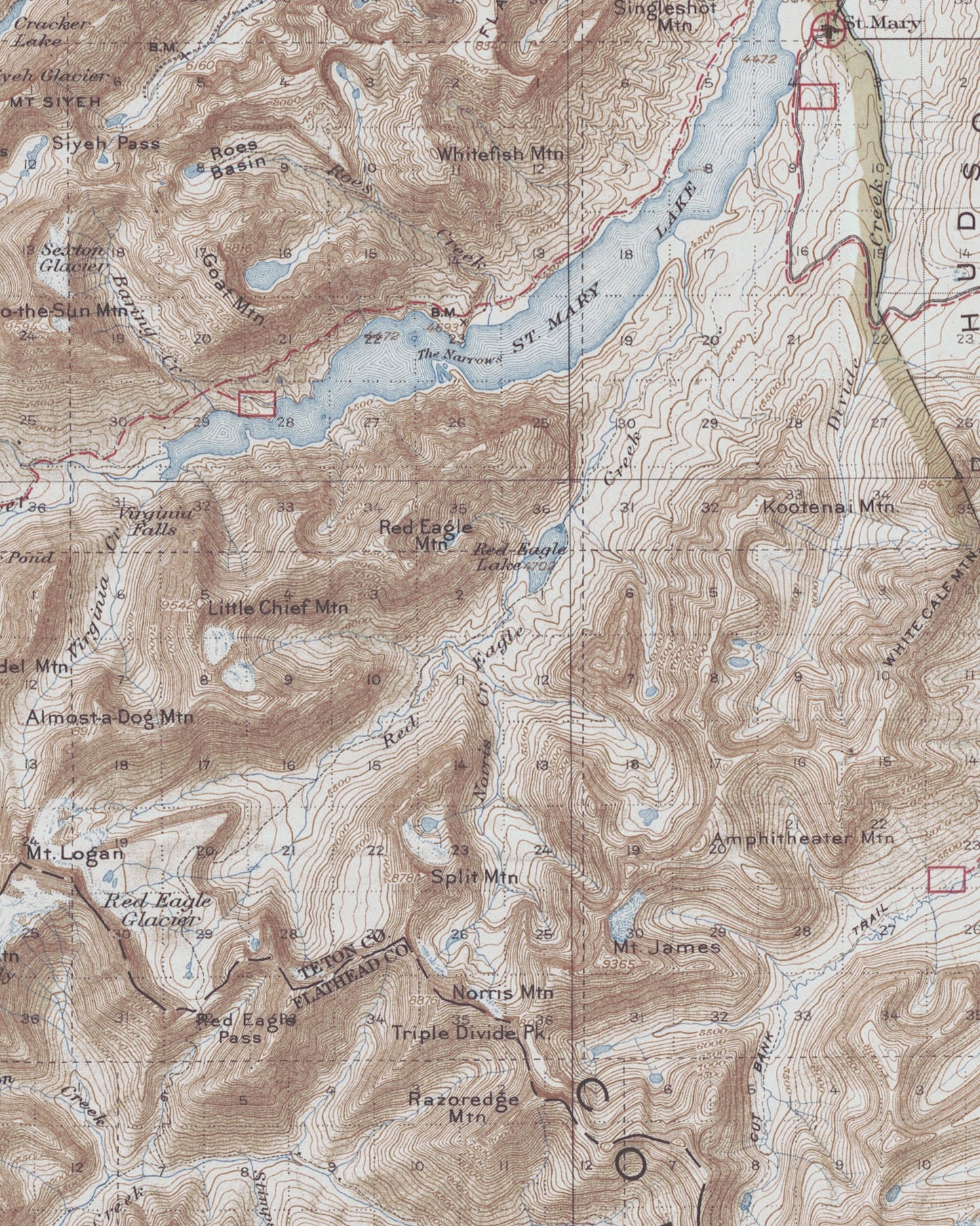 1915 Glacier National Park | Historic Topographic US DOI Map