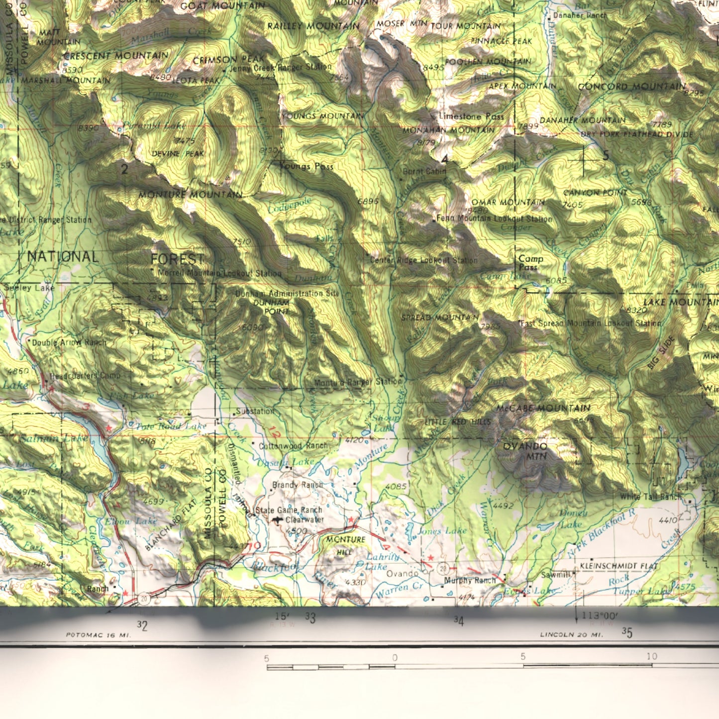 1976 Choteau, MT |  1x2 Degree Shaded Historic USGS Map