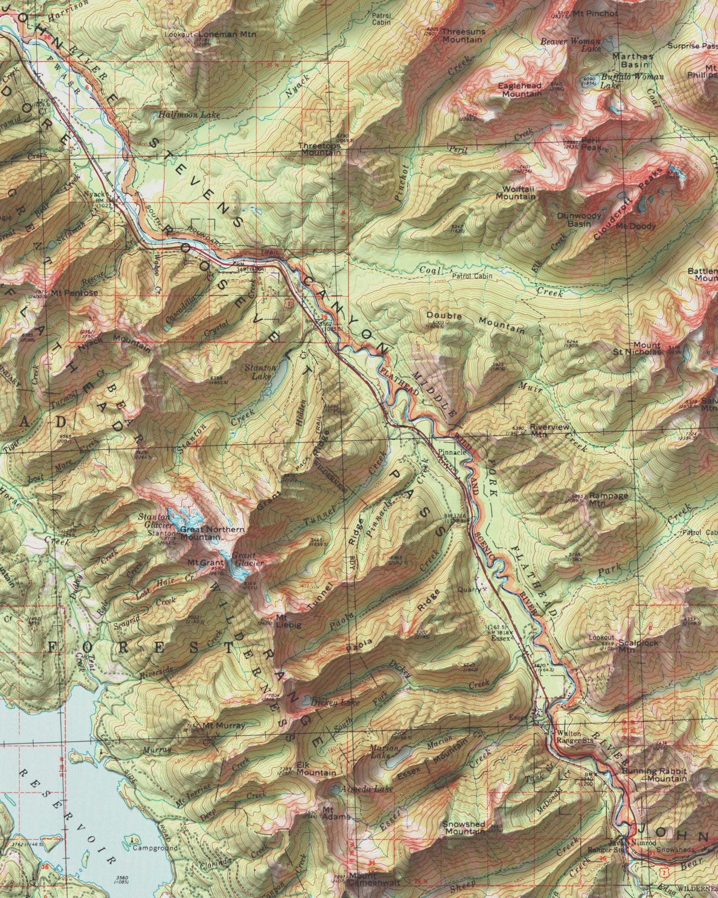 1998 Glacier National Park | Topographic USGS Map