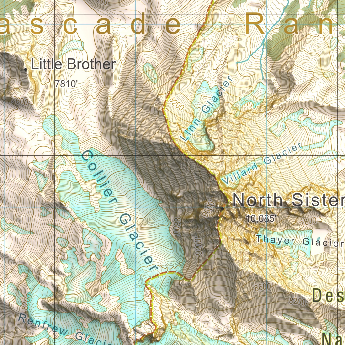 Three Sisters, OR | Shaded Topographic Map