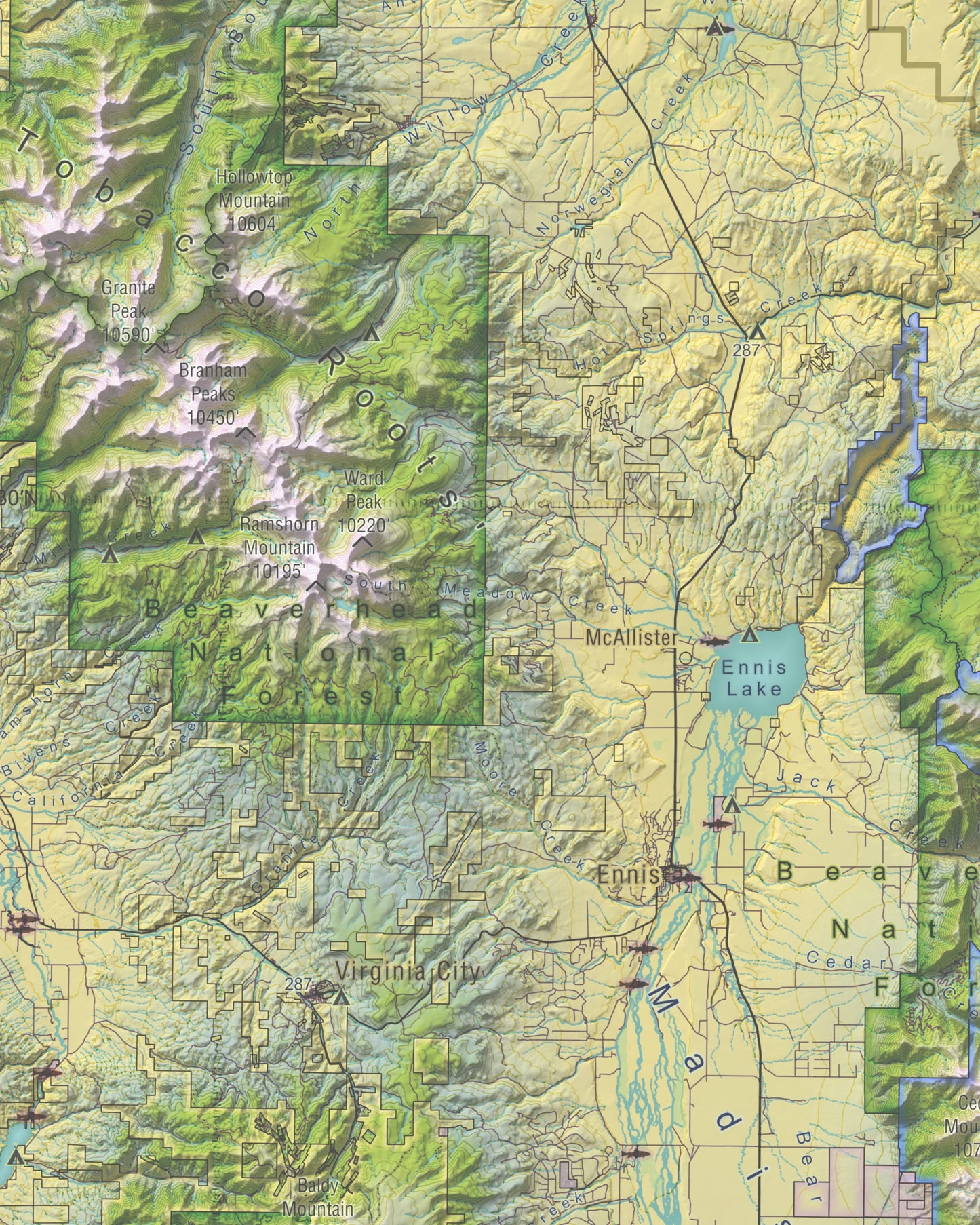 Southwest Montana | Topographic Recreation Map