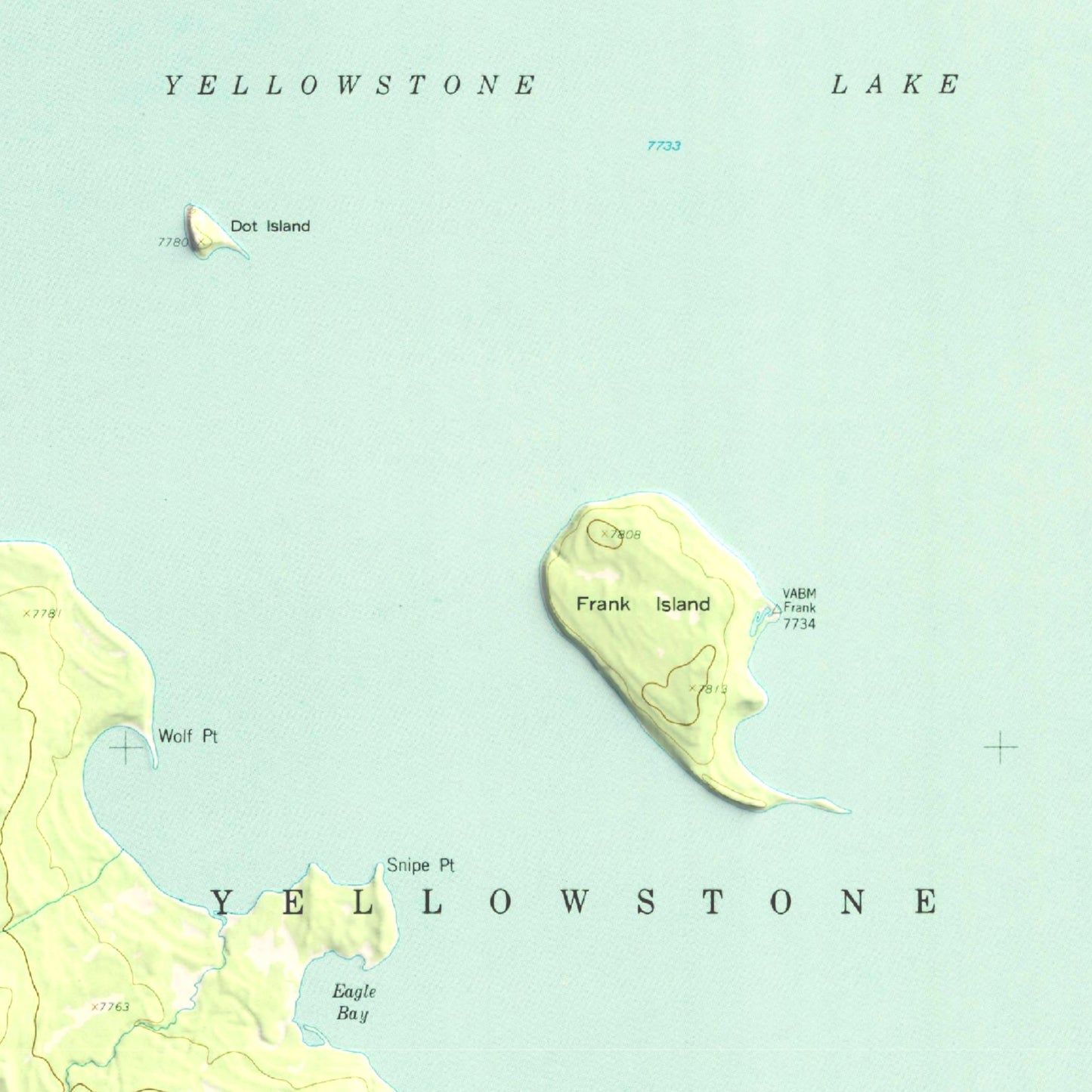 1959 Yellowstone National Park | Yellowstone Lake | 15'x15' Shaded Historic USGS Map