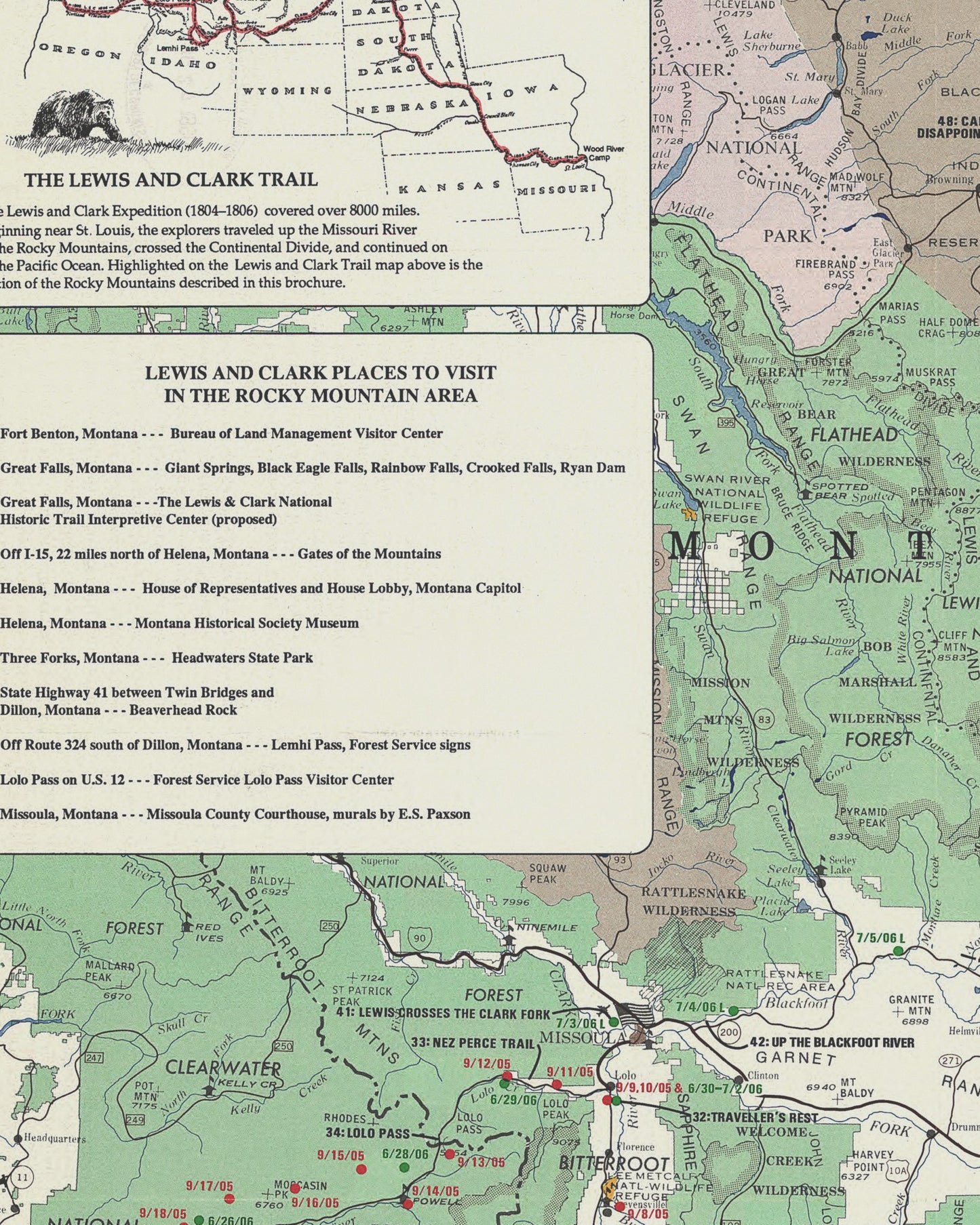 Lewis and Clarke in The Rocky Mountains | Historic Topographic Map