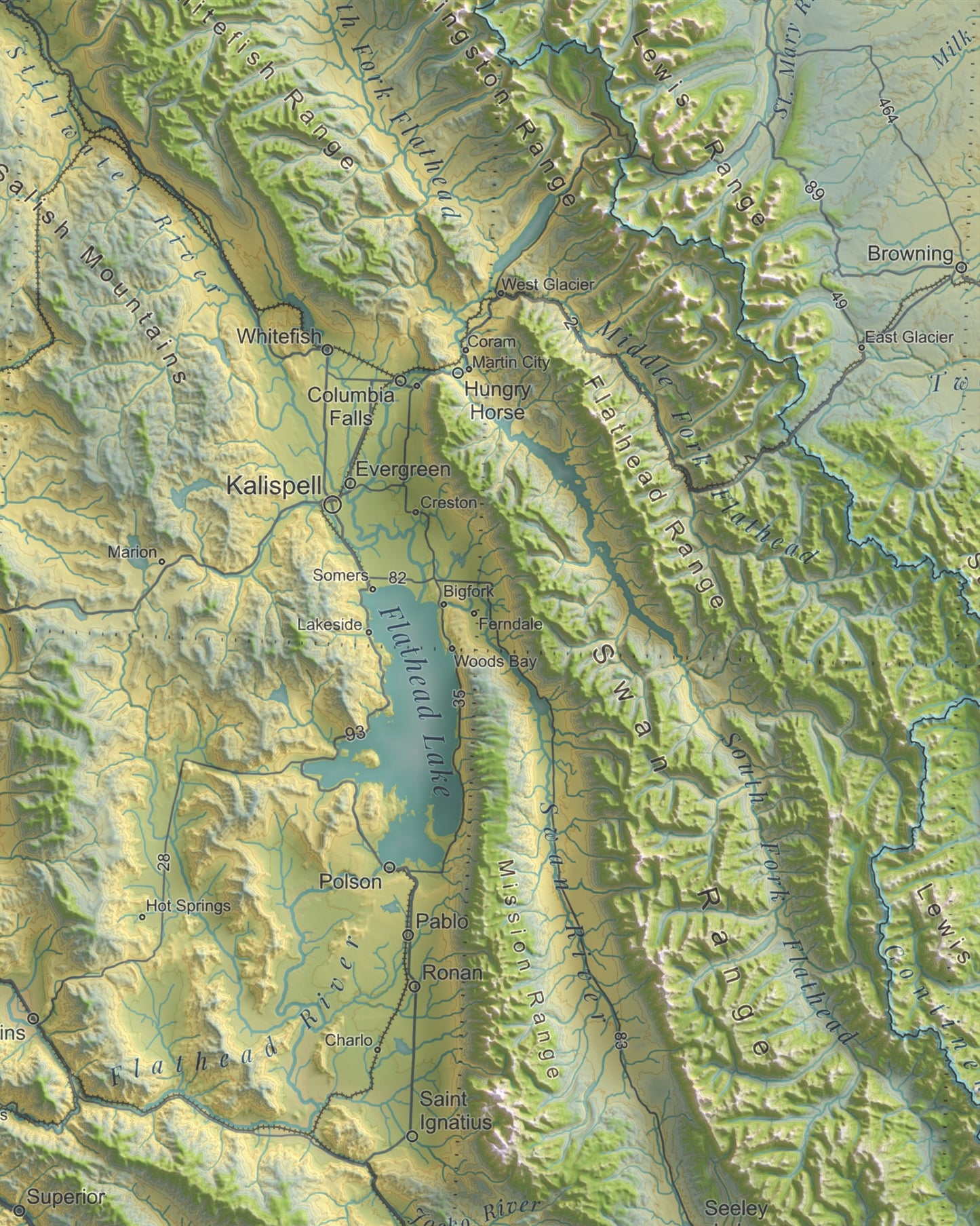 Montana Ranges and Rivers | Ultimate Topographic Map of Montana