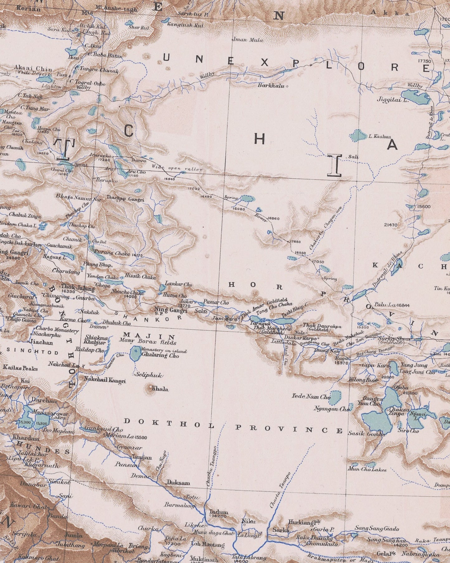 1904 Topographic Map of Tibet