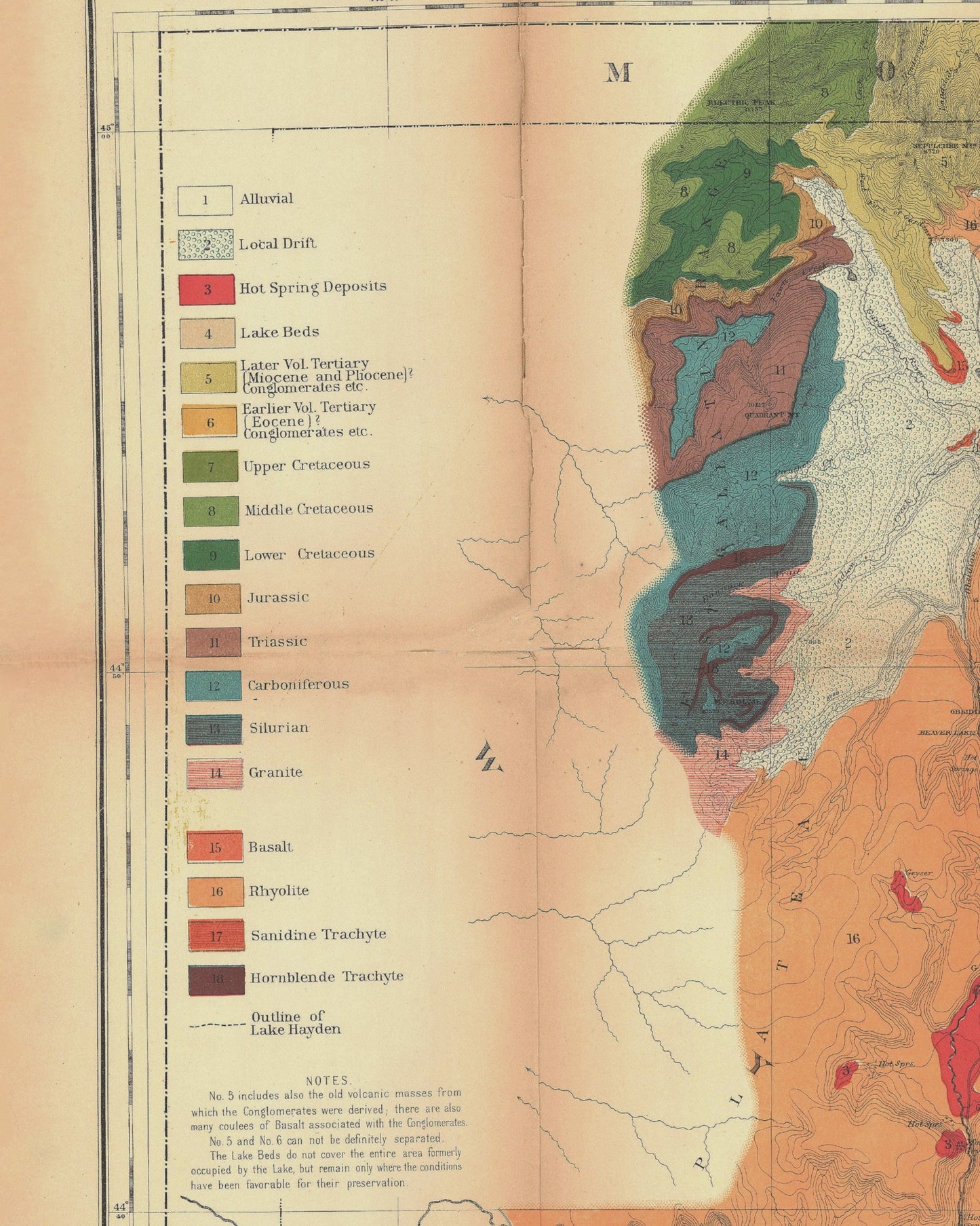 1878 Yellowstone Geologic Map | Enhanced and Remastered Geologic Map by Ferdinand V. Hayden