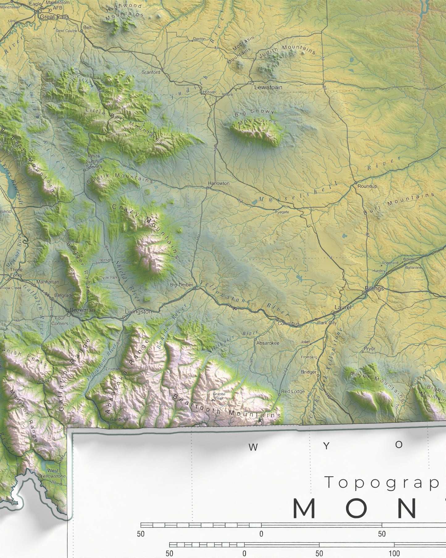 Montana Ranges and Rivers | Ultimate Topographic Map of Montana