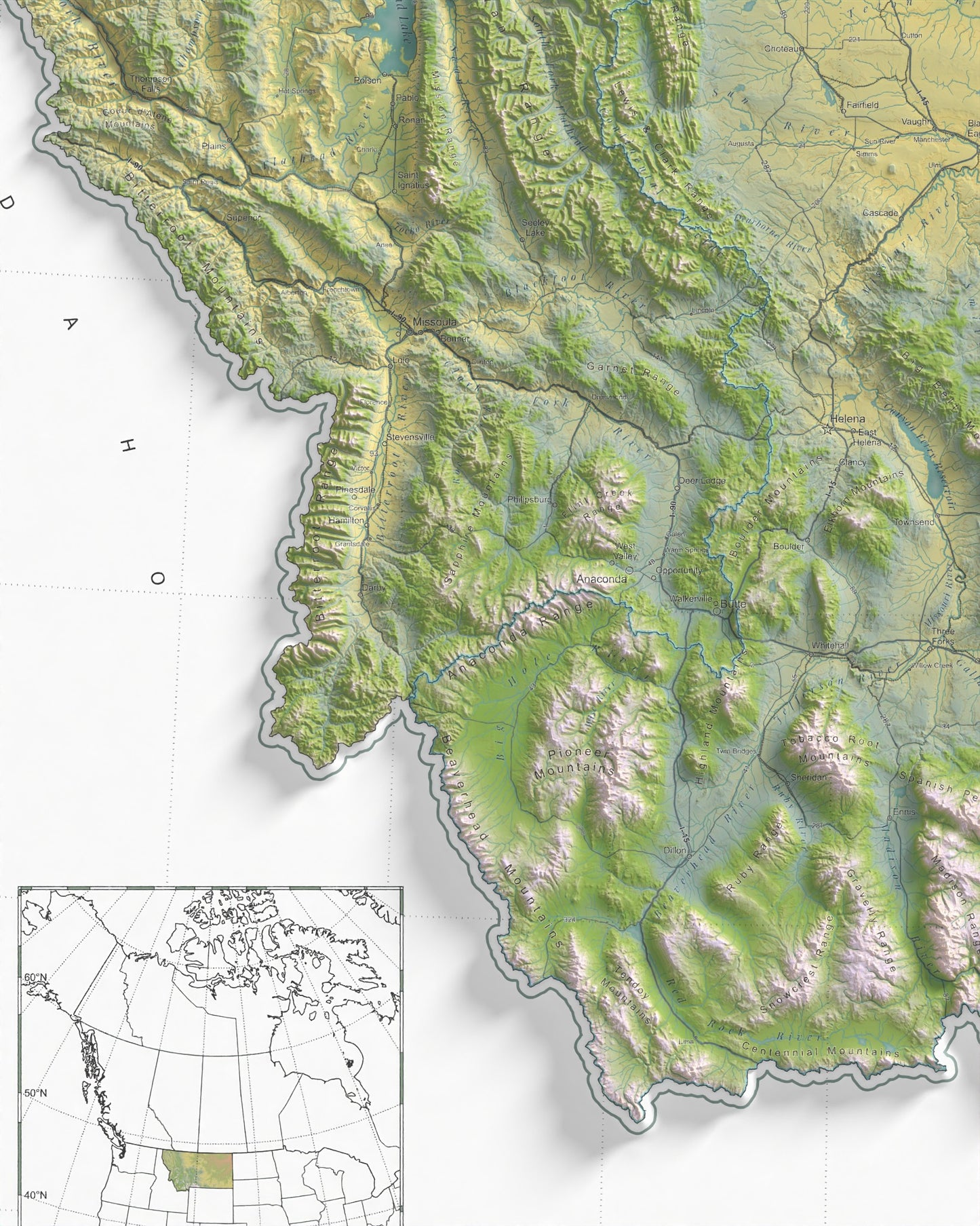Montana Ranges and Rivers | Ultimate Topographic Map of Montana