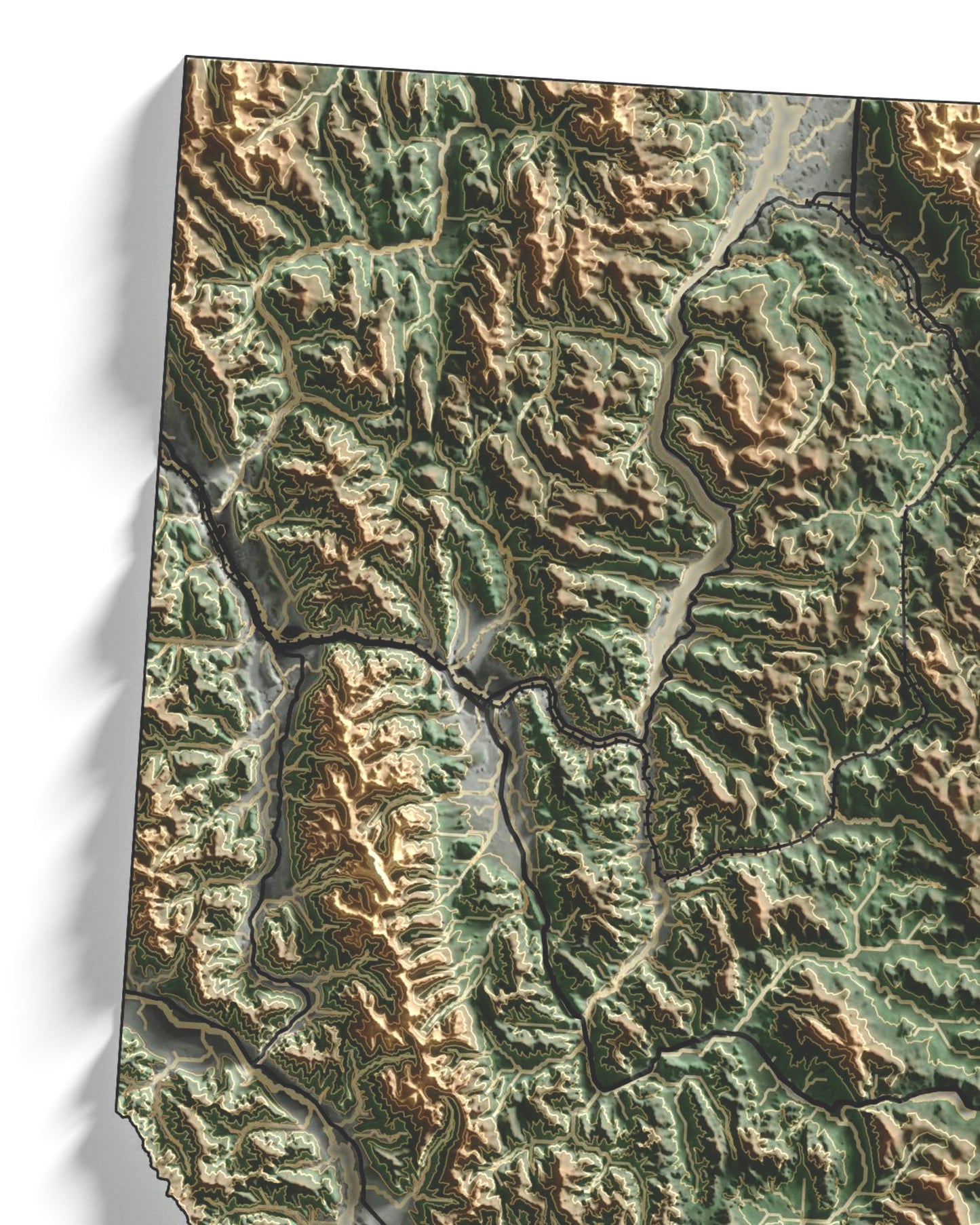 Colorful Hypsometric Maps of Montana | Hydrology, Roads, Contours and Shading