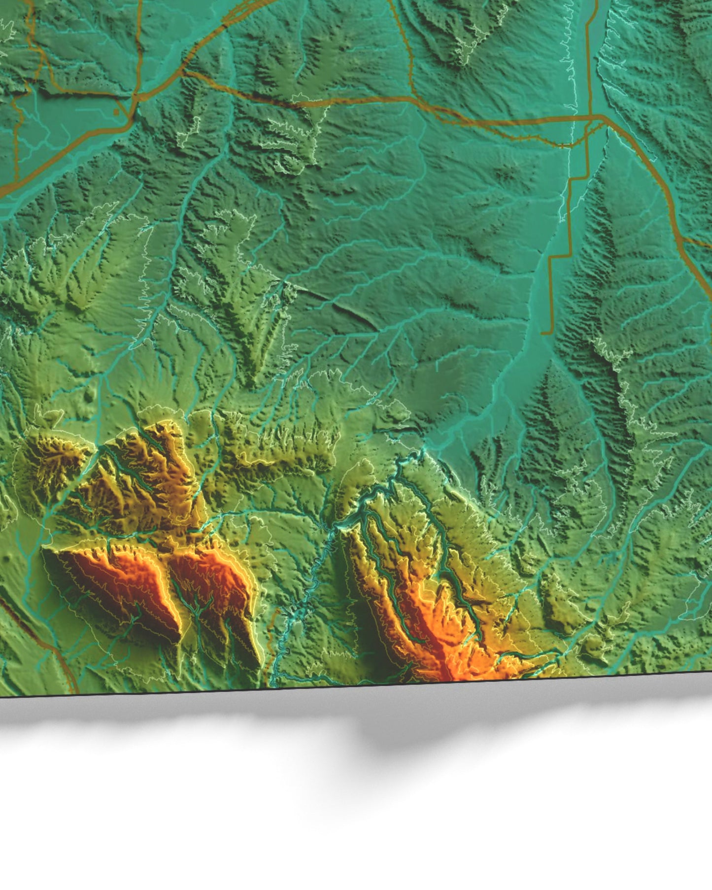 Colorful Hypsometric Maps of Montana | Hydrology, Roads, Contours and Shading