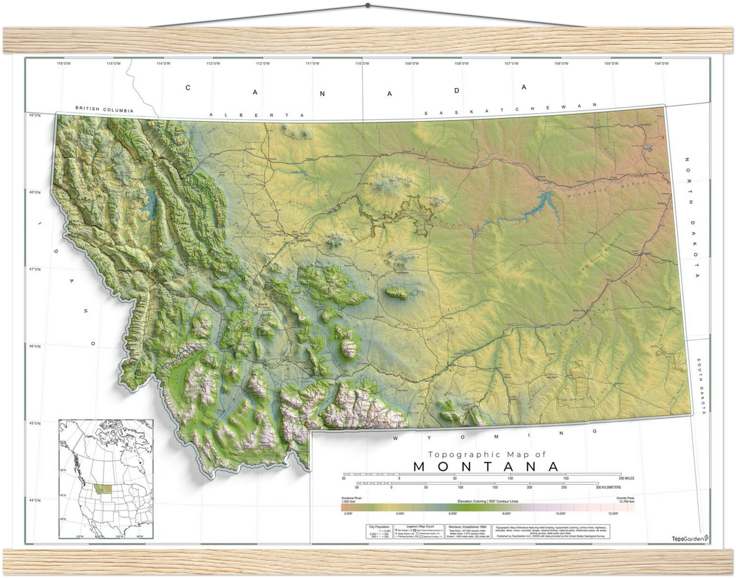 Montana Ranges and Rivers | Topographic Map of Montana
