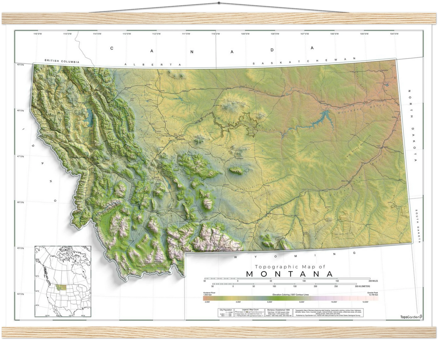Montana Ranges and Rivers | Topographic Map of Montana