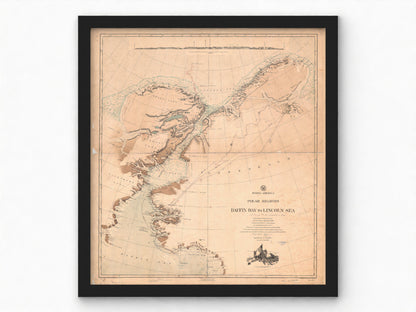 North America Polar Region Map | 1903 Exploration Routes from Baffin Bay to The Lincoln Sea