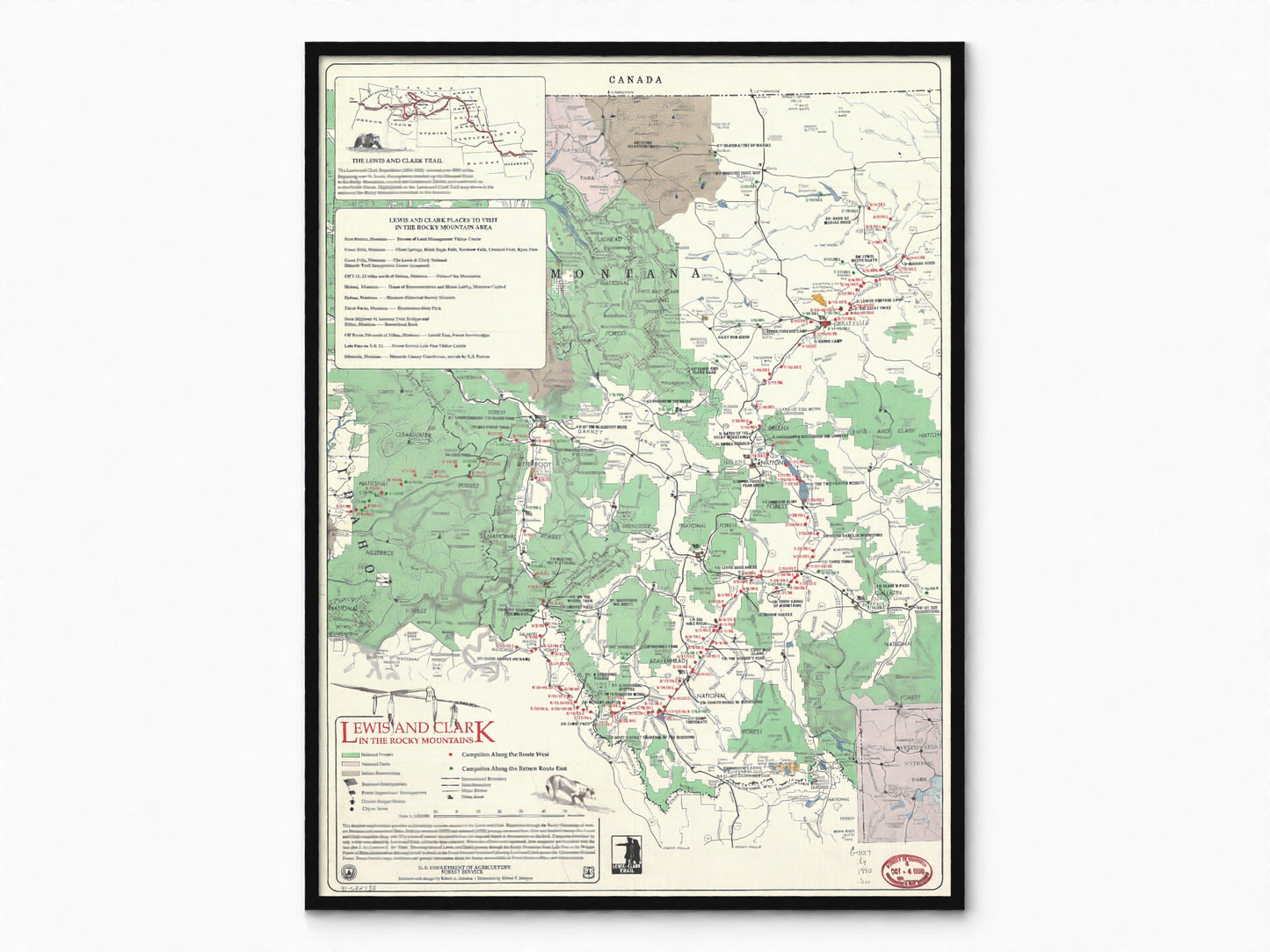 Lewis and Clarke in The Rocky Mountains | Historic Topographic Map