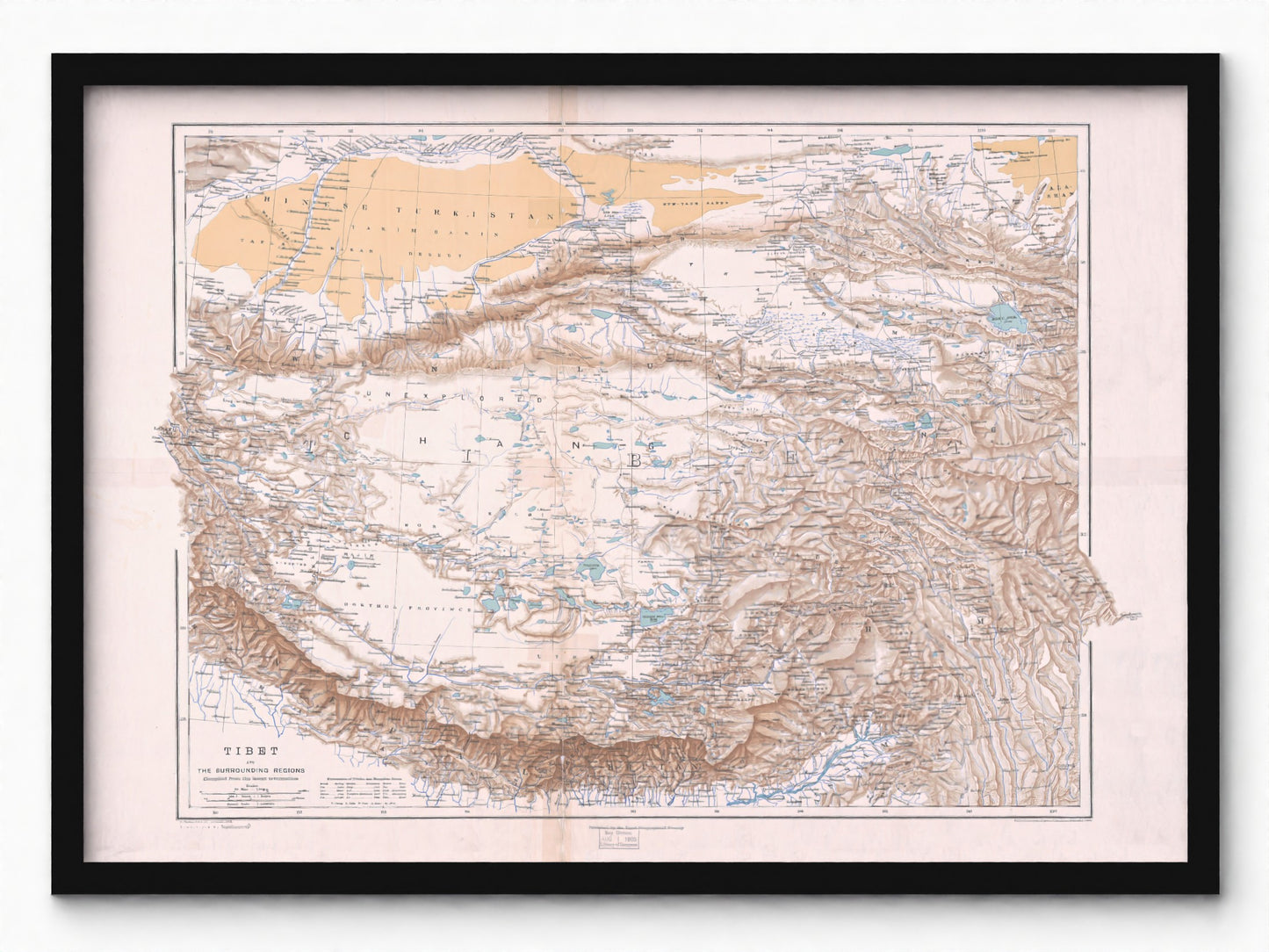 1904 Topographic Map of Tibet