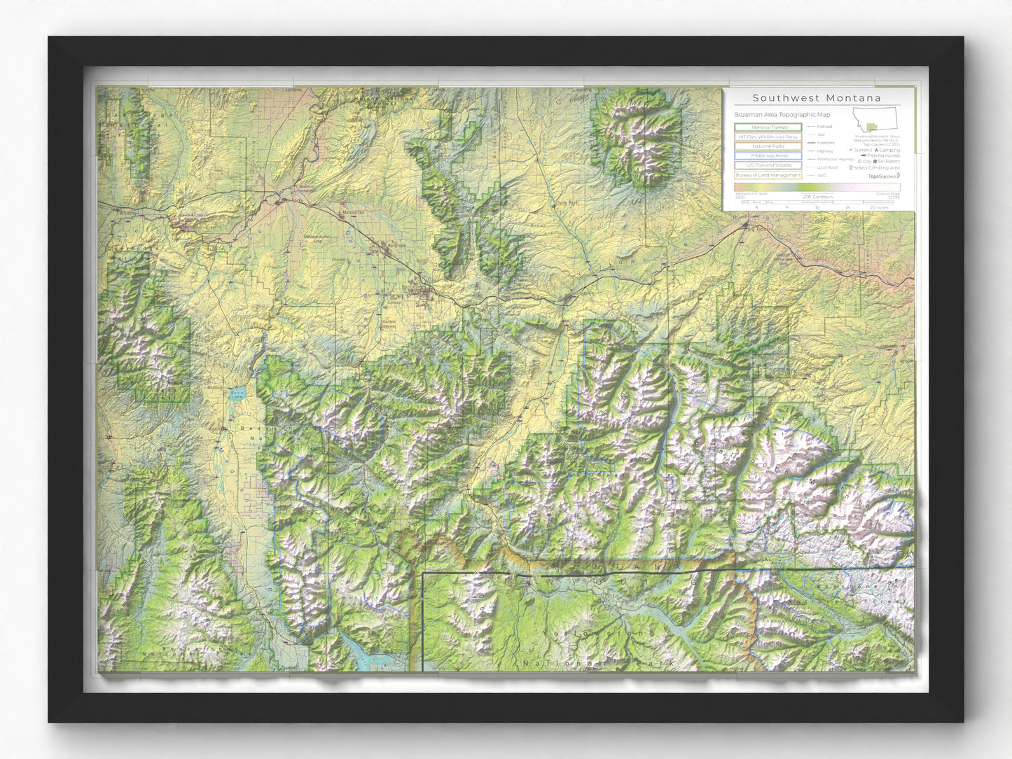 Southwest Montana | Topographic Recreation Map