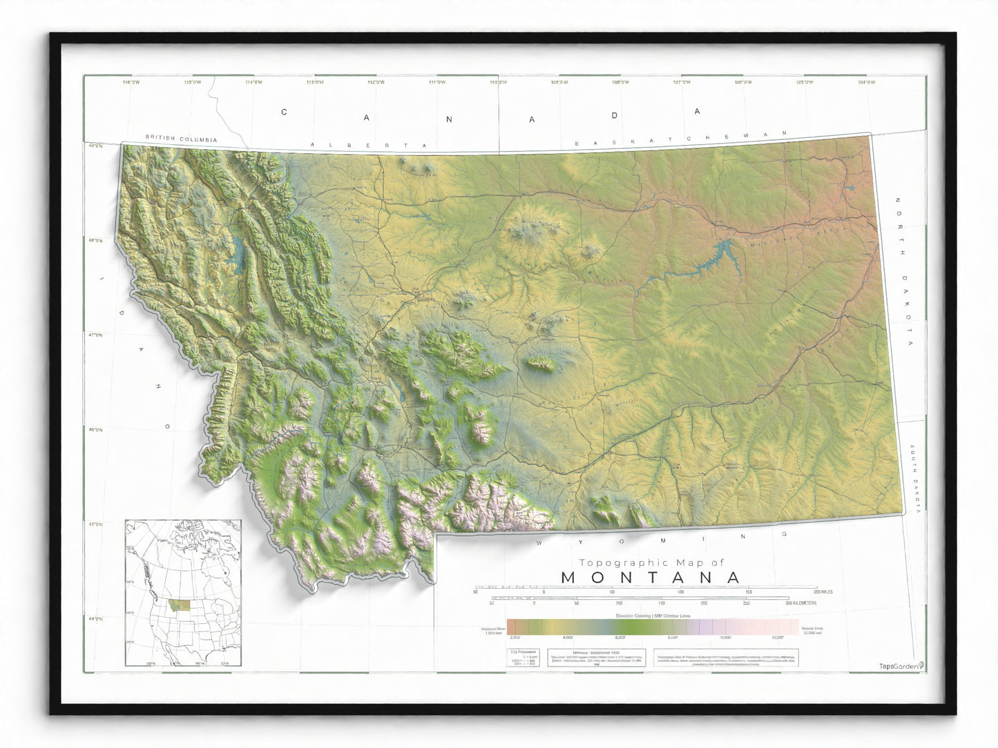 Montana Ranges and Rivers | Ultimate Topographic Map of Montana