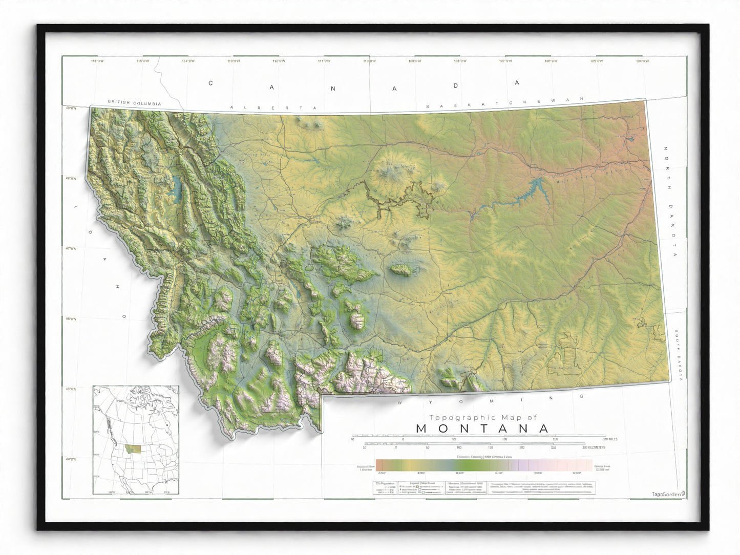 Montana Ranges and Rivers | Ultimate Topographic Map of Montana