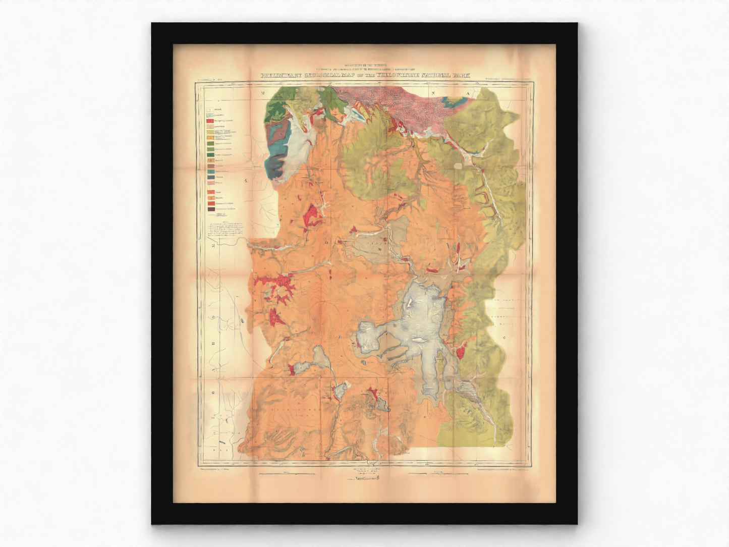 1878 Yellowstone Geologic Map | Enhanced and Remastered Geologic Map by Ferdinand V. Hayden