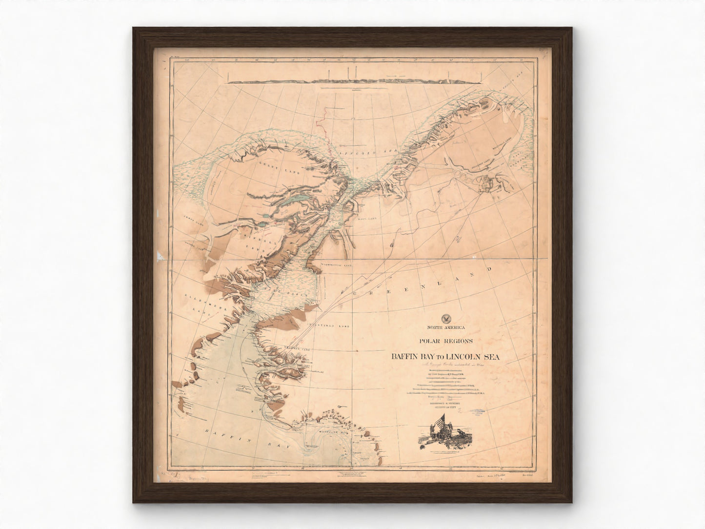 North America Polar Region Map | 1903 Exploration Routes from Baffin Bay to The Lincoln Sea