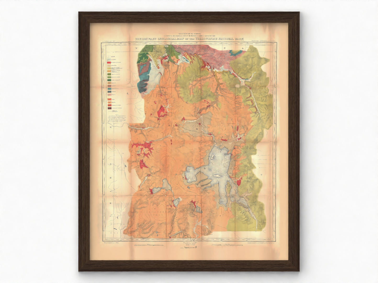 1878 Yellowstone Geologic Map | Enhanced and Remastered Geologic Map by Ferdinand V. Hayden