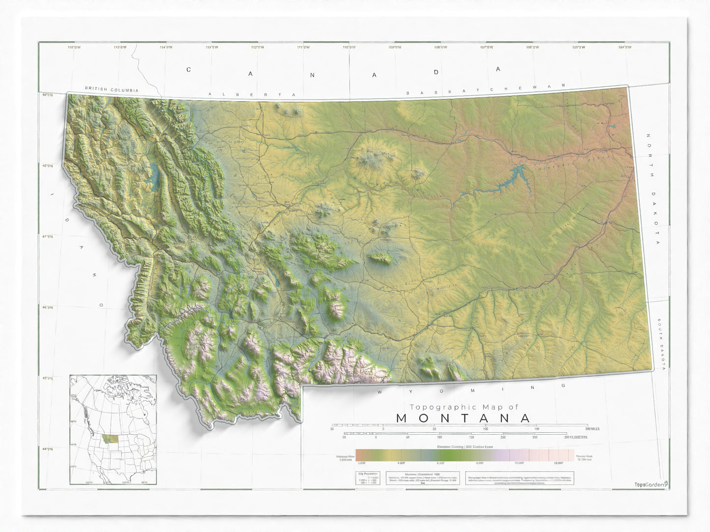 Montana Ranges and Rivers | Ultimate Topographic Map of Montana