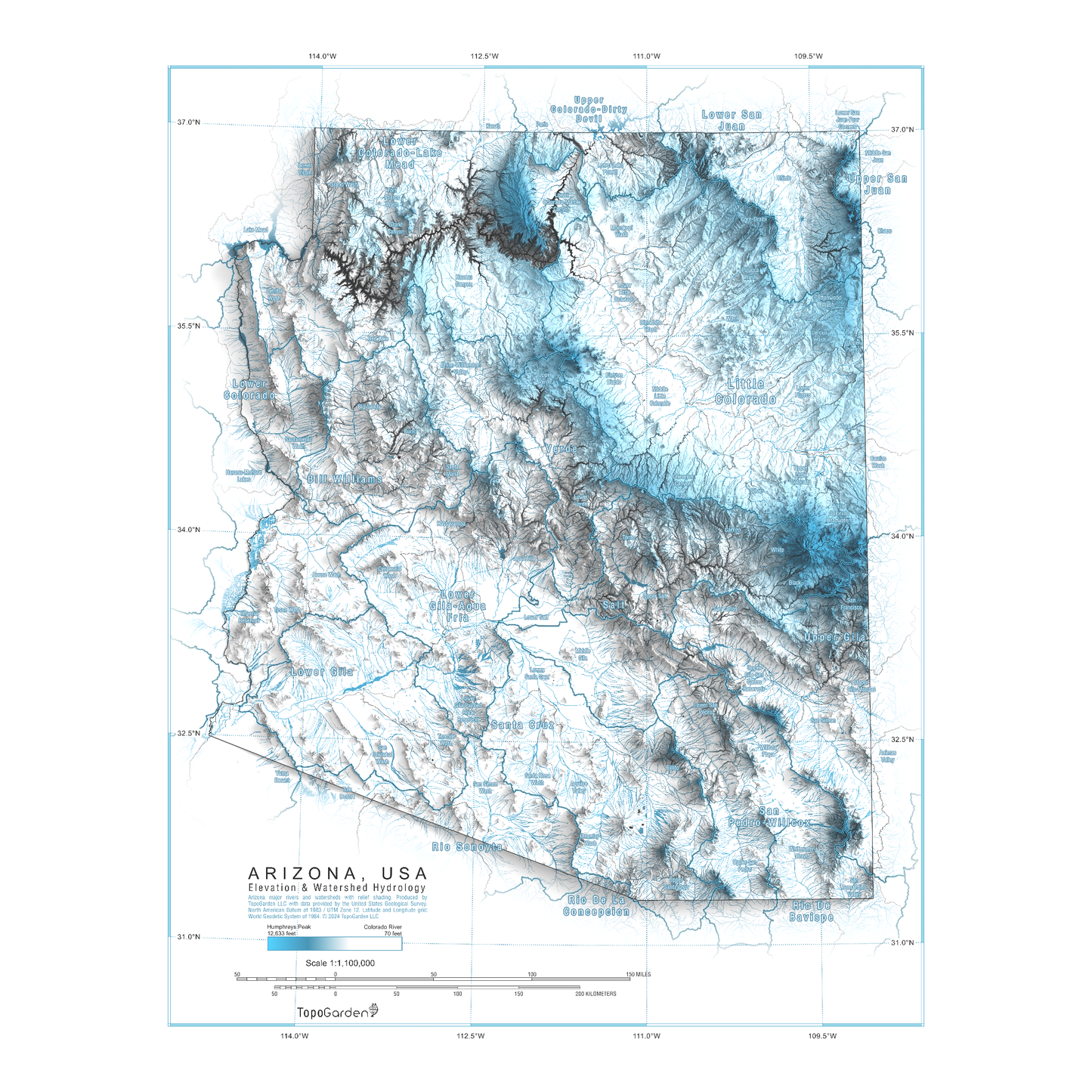 Arizona, USA | Hydrologic Map