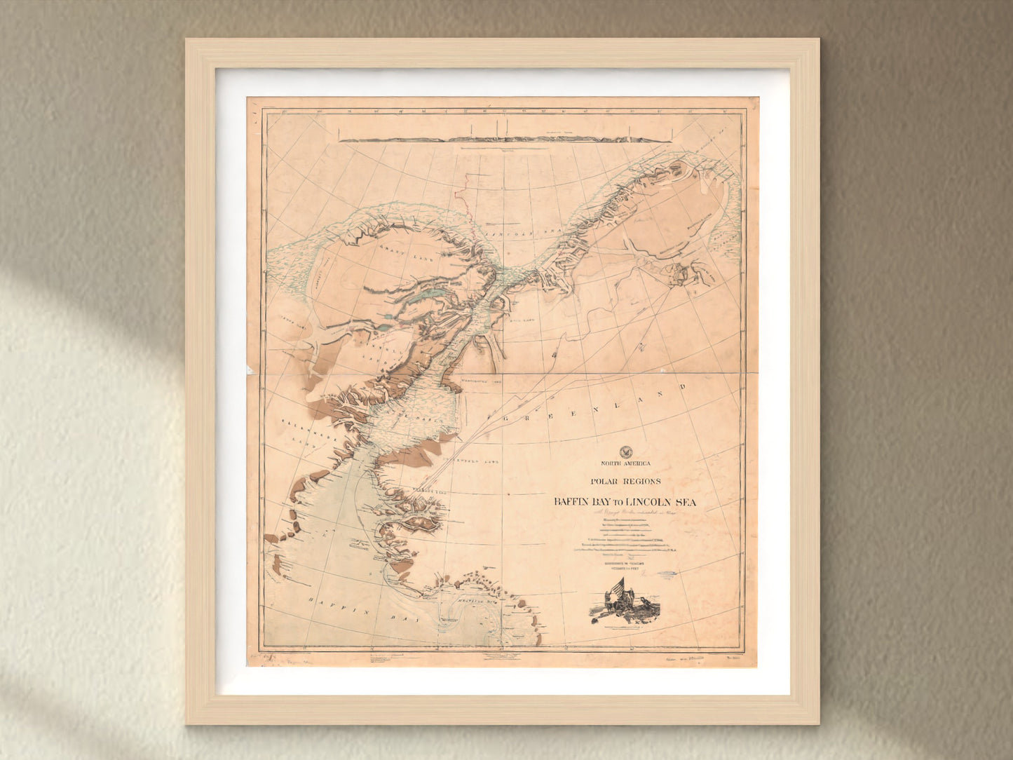 North America Polar Region Map | 1903 Exploration Routes from Baffin Bay to The Lincoln Sea