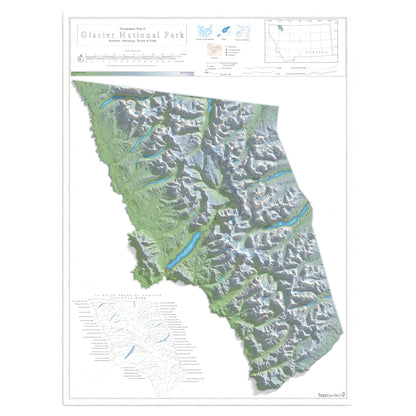 Peaks of Glacier | Topographic Map of Glacier National Park, Montana USA