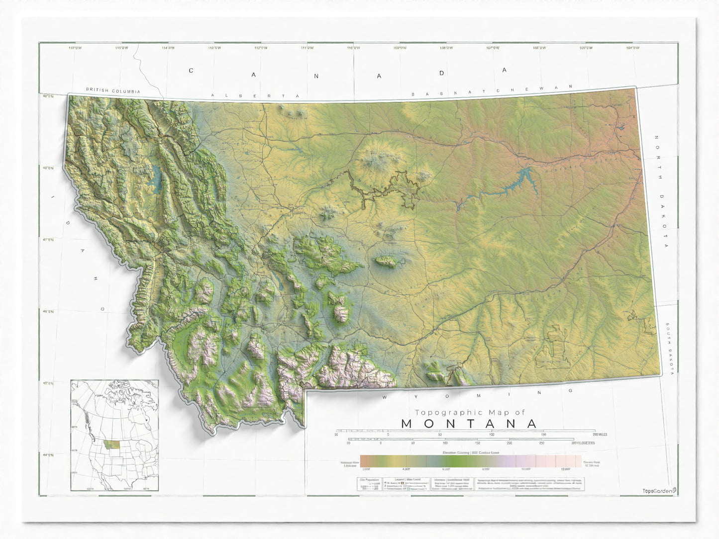 Montana Ranges and Rivers | Ultimate Topographic Map of Montana
