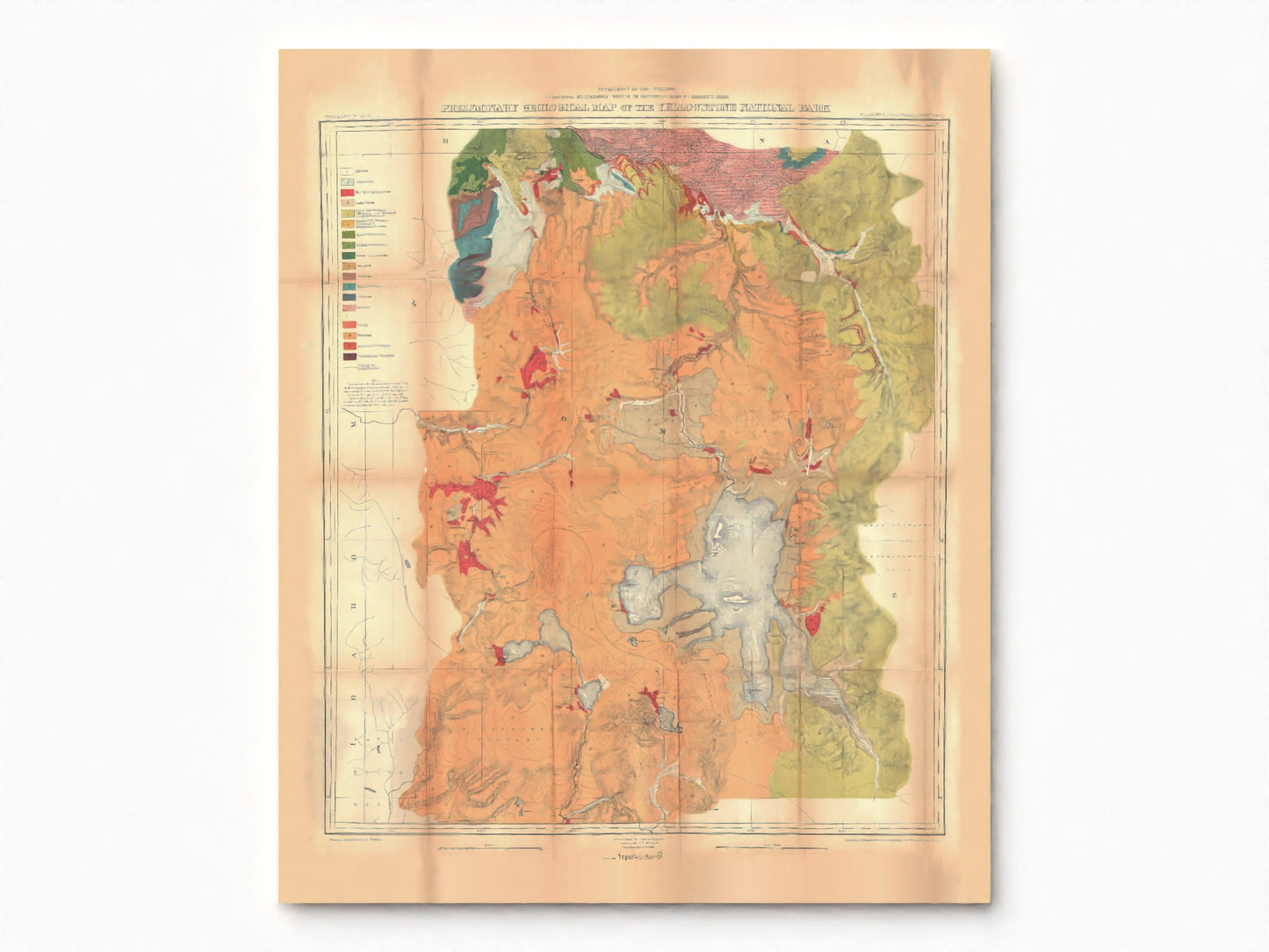 1878 Yellowstone Geologic Map | Enhanced and Remastered Geologic Map by Ferdinand V. Hayden