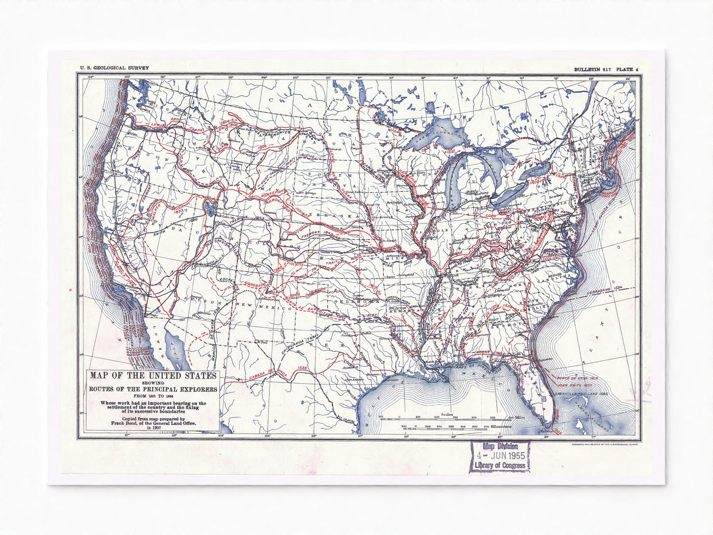 Map of The United States | Routes of Early Explorers