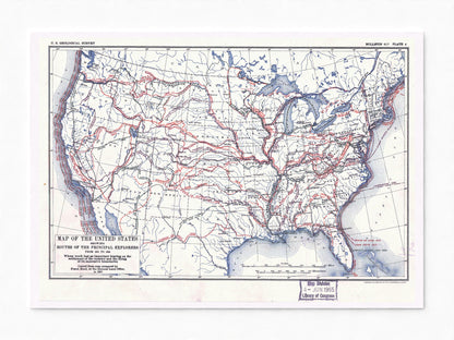 Map of The United States | Routes of Early Explorers