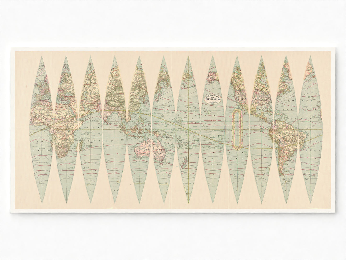 1887 Twelve Inch Globe Map | Flat World Globe