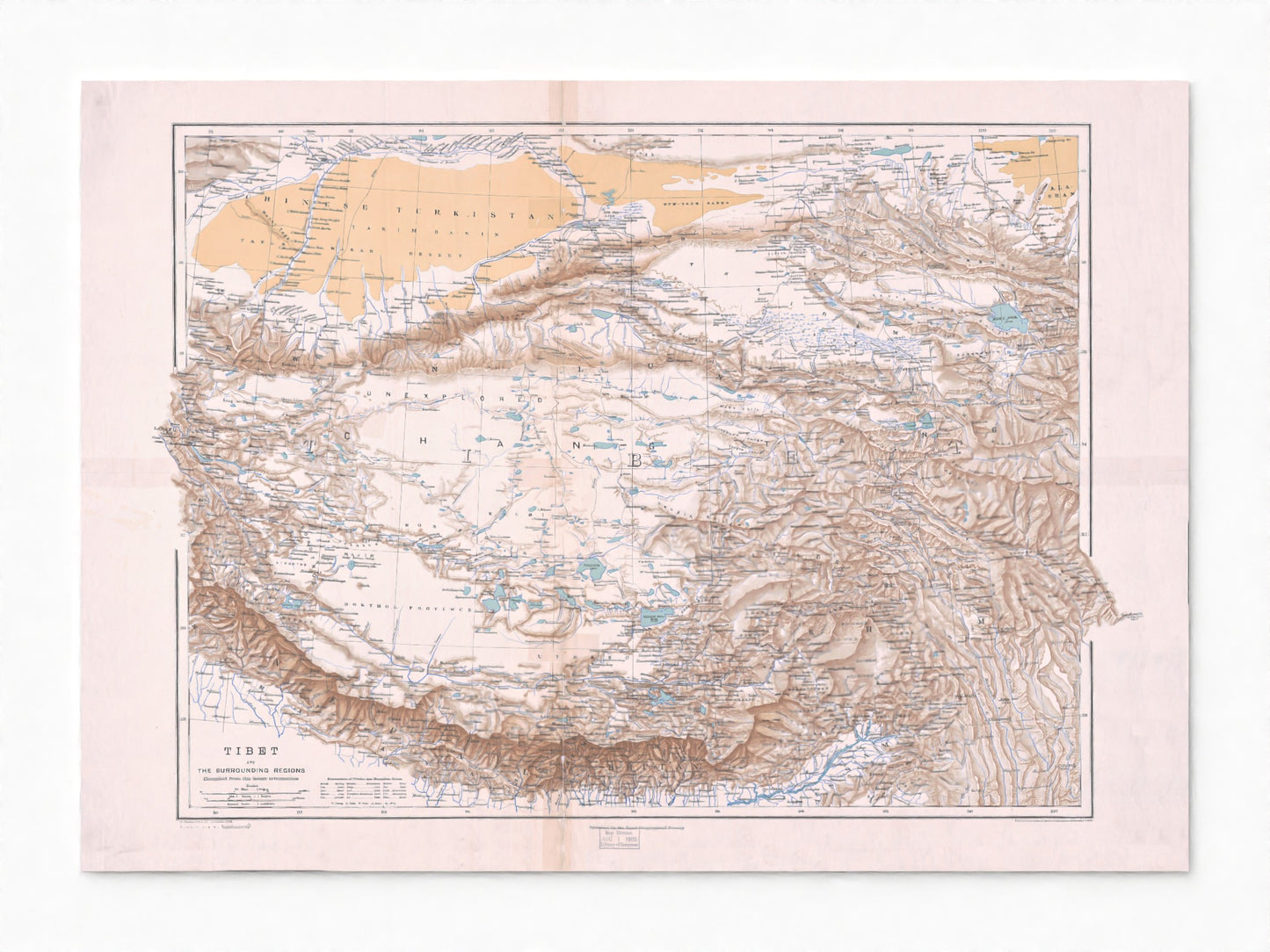 1904 Topographic Map of Tibet