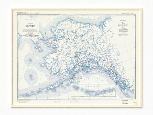 1931 Map of Alaska | Wisconsin Ice Age Glacial Extent and Flow